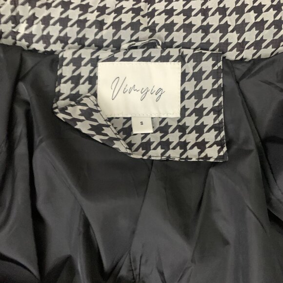 Houndstooth Lightweight Puffer Jacket w/ Drawstring Hem Vimyig Womens Size S NWT - Picture 7 of 10